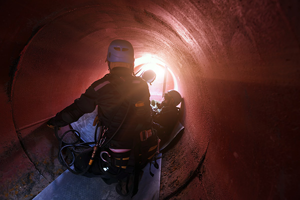 Working in a confined space in an Adelaide tunnel